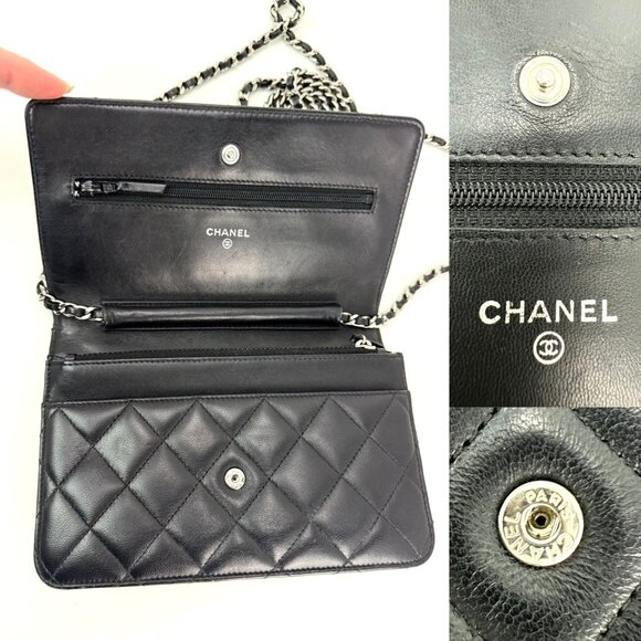 Chanel Black Quilted Smooth Lambskin Wallet on a Chain Clutch Bag - Picture 3 of 14